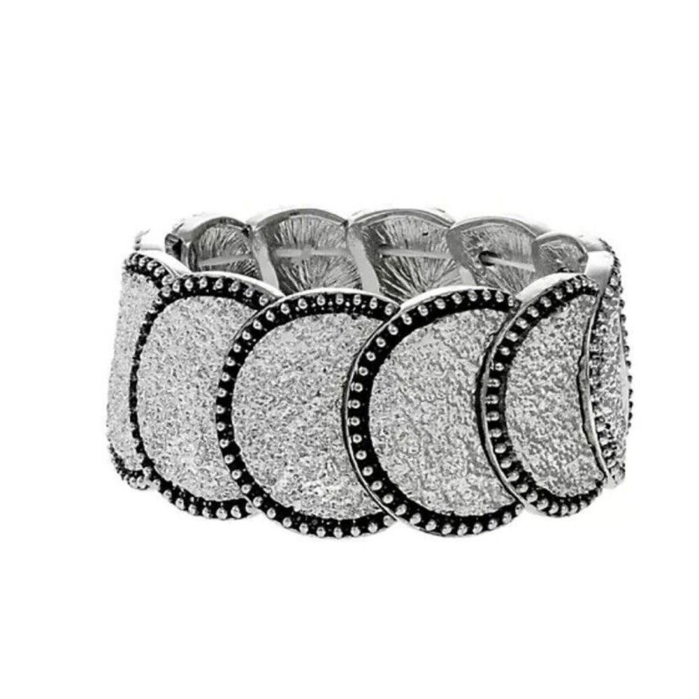 Erica Lyons Silver-Tone Texture Me Later Circles Stretch Bracelet